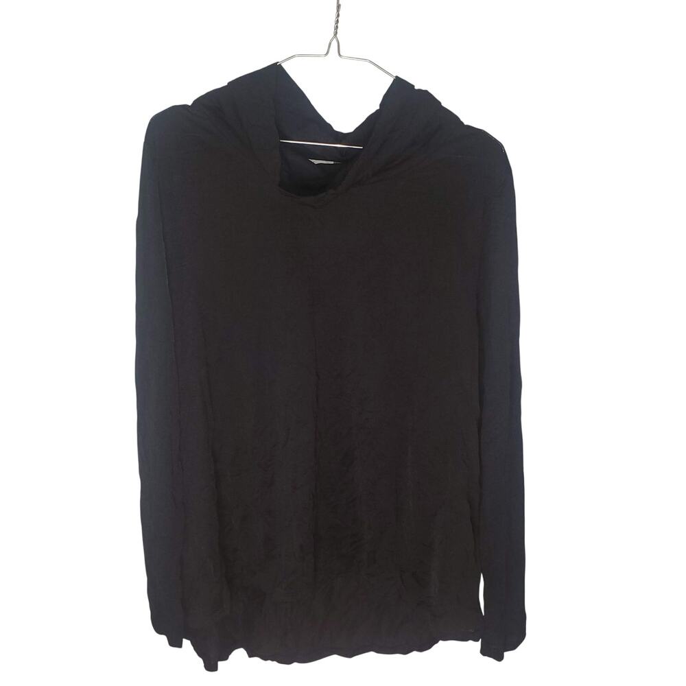 Chalet et Ceci Women's M Black Crinkle Cowl Neck Hi-Lo Pullover Top Lagenlook